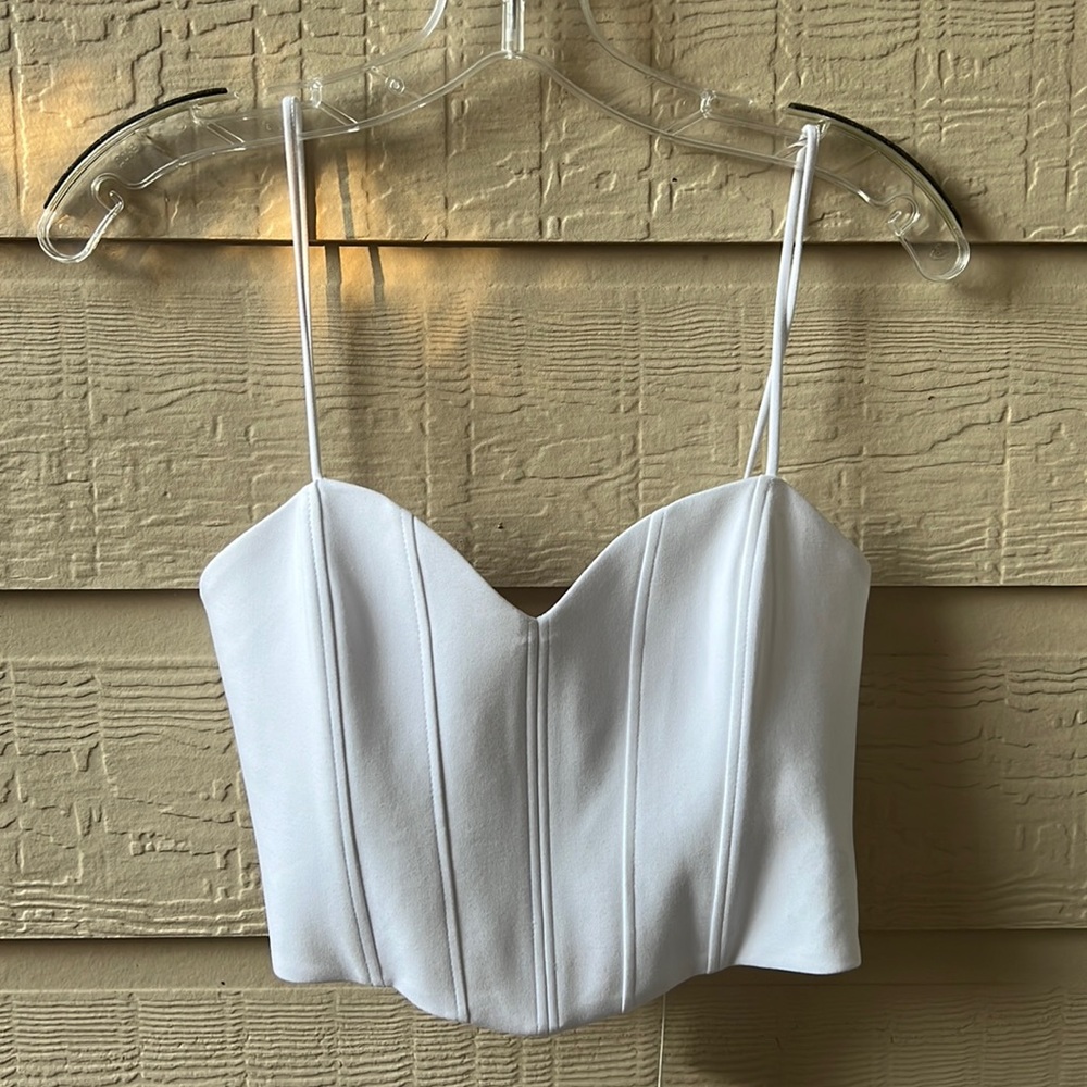 New with tags! Zara White Corset Crop Top. Size: XS